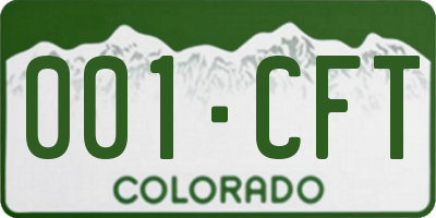 CO license plate 001CFT
