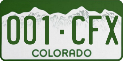 CO license plate 001CFX