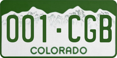 CO license plate 001CGB