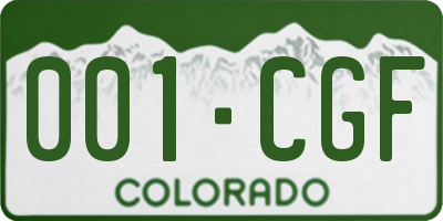 CO license plate 001CGF