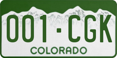 CO license plate 001CGK