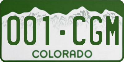 CO license plate 001CGM