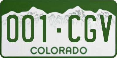 CO license plate 001CGV