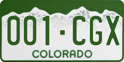 CO license plate 001CGX