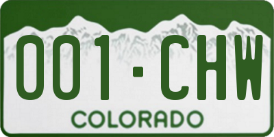 CO license plate 001CHW