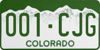 CO license plate 001CJG