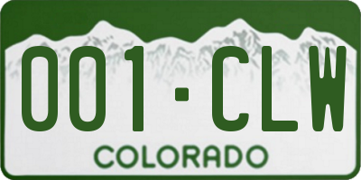 CO license plate 001CLW