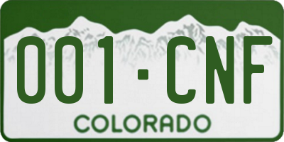CO license plate 001CNF