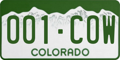 CO license plate 001COW