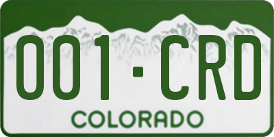 CO license plate 001CRD