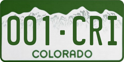 CO license plate 001CRI