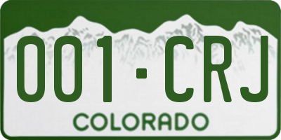 CO license plate 001CRJ