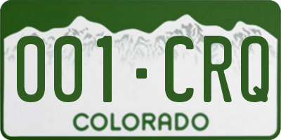 CO license plate 001CRQ