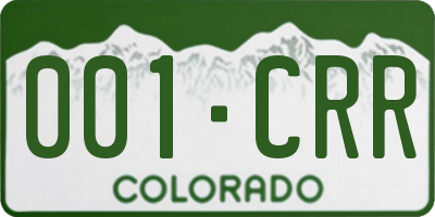 CO license plate 001CRR