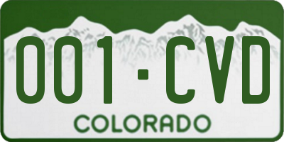 CO license plate 001CVD