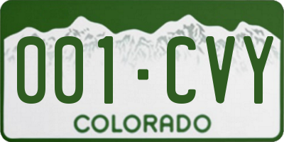 CO license plate 001CVY