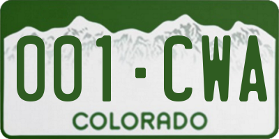 CO license plate 001CWA