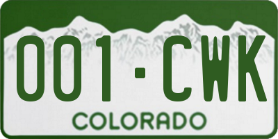 CO license plate 001CWK
