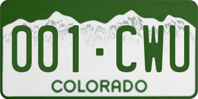 CO license plate 001CWU