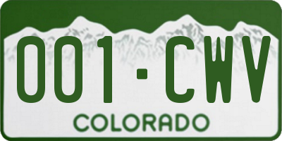 CO license plate 001CWV