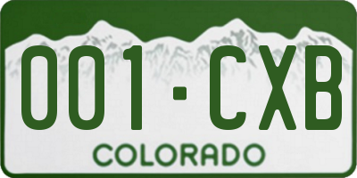 CO license plate 001CXB