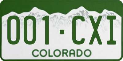 CO license plate 001CXI