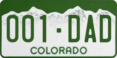 CO license plate 001DAD