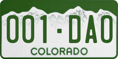 CO license plate 001DAO