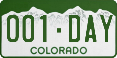 CO license plate 001DAY