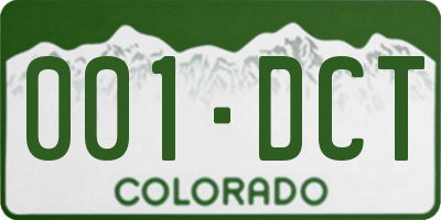 CO license plate 001DCT
