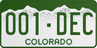 CO license plate 001DEC