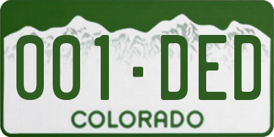 CO license plate 001DED