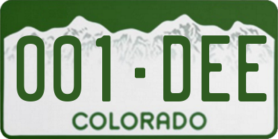 CO license plate 001DEE