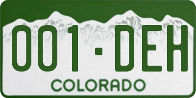 CO license plate 001DEH