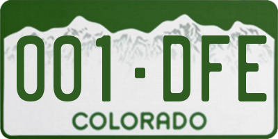 CO license plate 001DFE