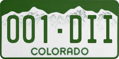 CO license plate 001DII