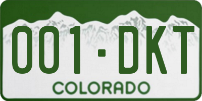 CO license plate 001DKT