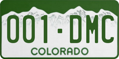 CO license plate 001DMC