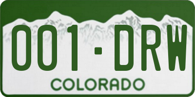 CO license plate 001DRW