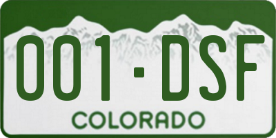 CO license plate 001DSF