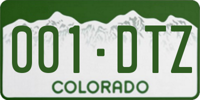 CO license plate 001DTZ
