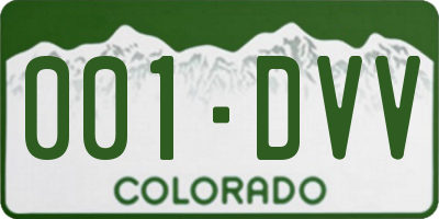CO license plate 001DVV
