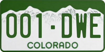 CO license plate 001DWE