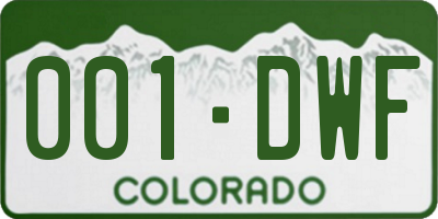 CO license plate 001DWF