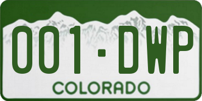 CO license plate 001DWP