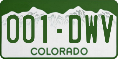 CO license plate 001DWV