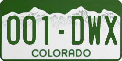 CO license plate 001DWX