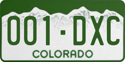 CO license plate 001DXC