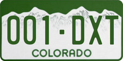 CO license plate 001DXT