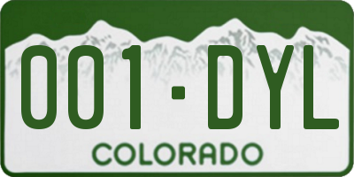 CO license plate 001DYL